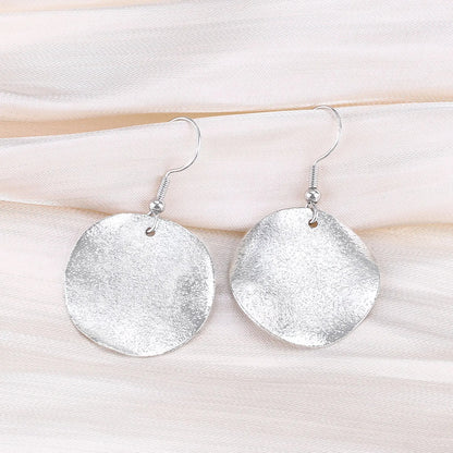 Irregular Round Drop Earrings Women Frosted Simple Jewelry