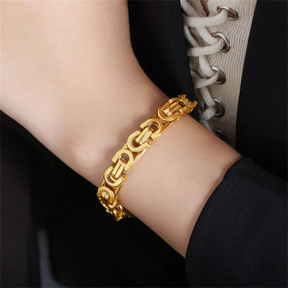 Stainless Steel 8mm Gold Bracelet for Men Hip Hop Jewelry Wristband