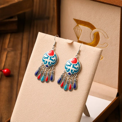 New Totem Enamel Earrings Women Short Vintage Daily Jewelry