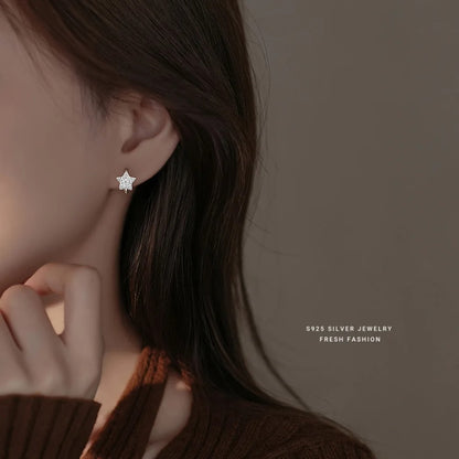 925 Sterling Silver Zircon Star Earrings for Women