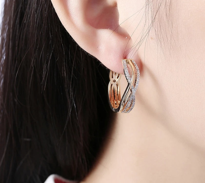 Silver  Gold Twist Hoop Earrings For Women Fashion Wedding Jewelry