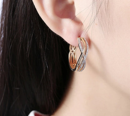 Silver  Gold Twist Hoop Earrings For Women Fashion Wedding Jewelry