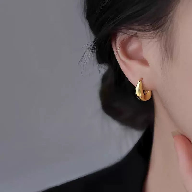 Women’s Silver Hoops Earrings Chunky Circle Drop Fashion Jewelry