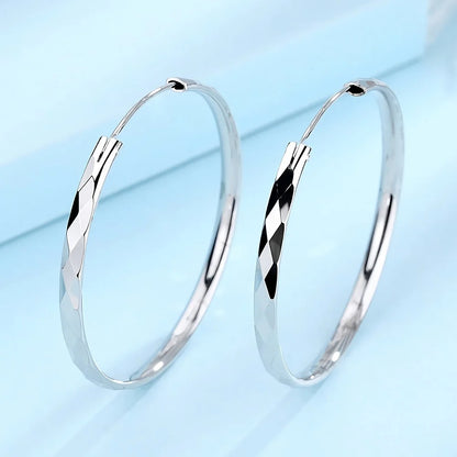 Sterling Silver Big Circle Hoop Earrings Luxury Women’s Jewelry