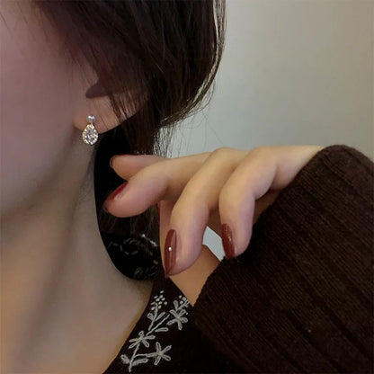 S925 Silver 14K Gold Pearl Stud Water Drop Earrings Women