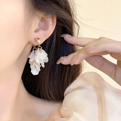 Women Summer Leaf Tassel Earrings 14K Gold Plated Fashion Jewelry