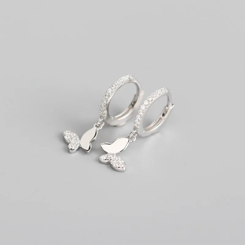 Sterling Silver Butterfly Hoop Earrings for Women Shiny Gold Silver Jewelry Gifts