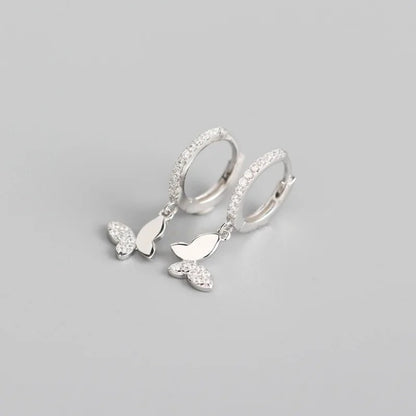 Sterling Silver Butterfly Hoop Earrings for Women Shiny Gold Silver Jewelry Gifts