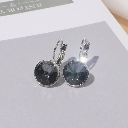 Classic Round Clear Crystal Drop Earrings Women Elegant Wedding Jewelry