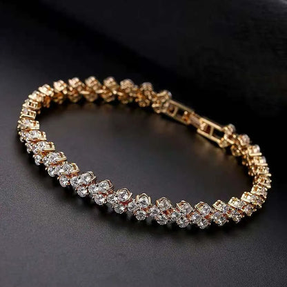 Luxury Roman Crystal Bracelet Women’s Geometric Chain Jewelry