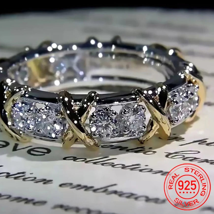 AAA Zircon Interlaced 925 Silver Ring Luxury Engagement Gift