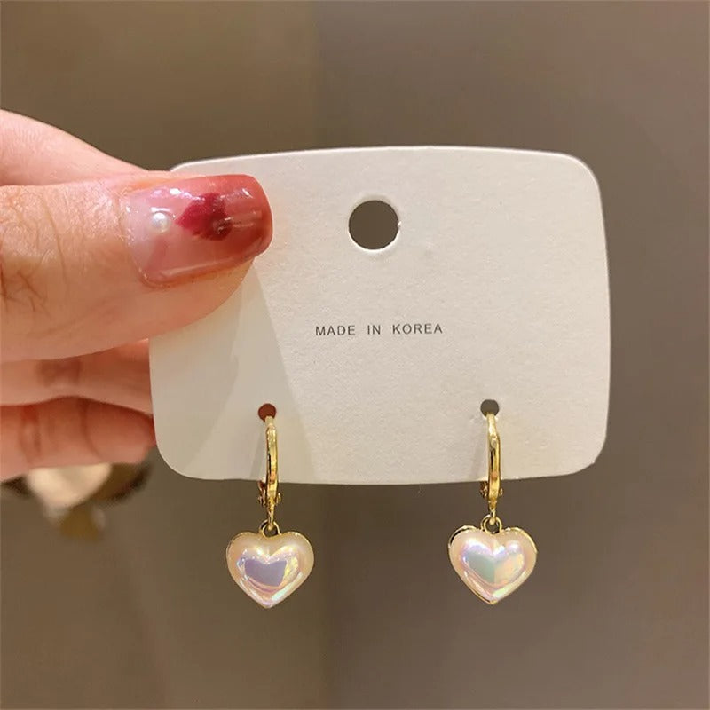Classic Design Pearl Heart Pendant Earrings 2025 Fashion Jewelry Party Girl's Sweet Temperament Accessories For Women Earrings