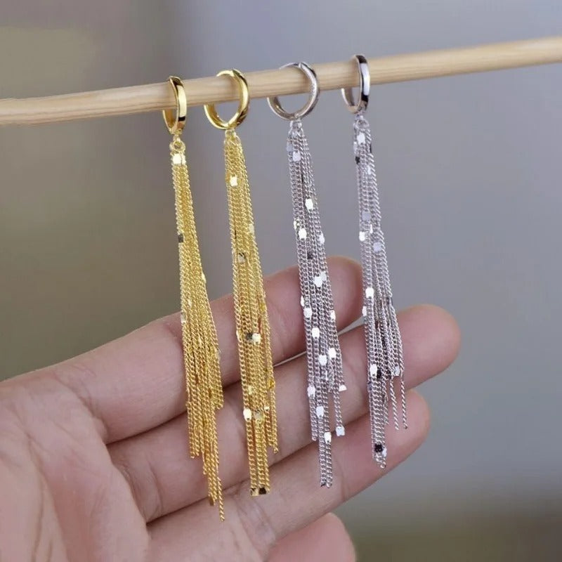 Trendy Gold Tassel Drop Earrings Geometric Jewelry Women