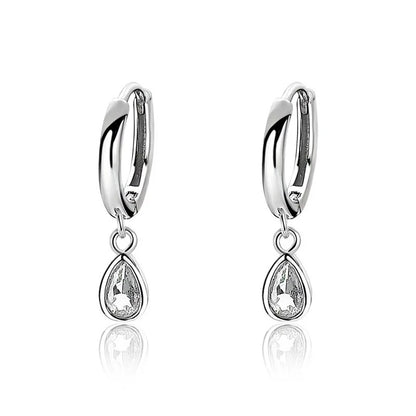 925 Sterling Silver Water Drop Zircon Earrings for Women