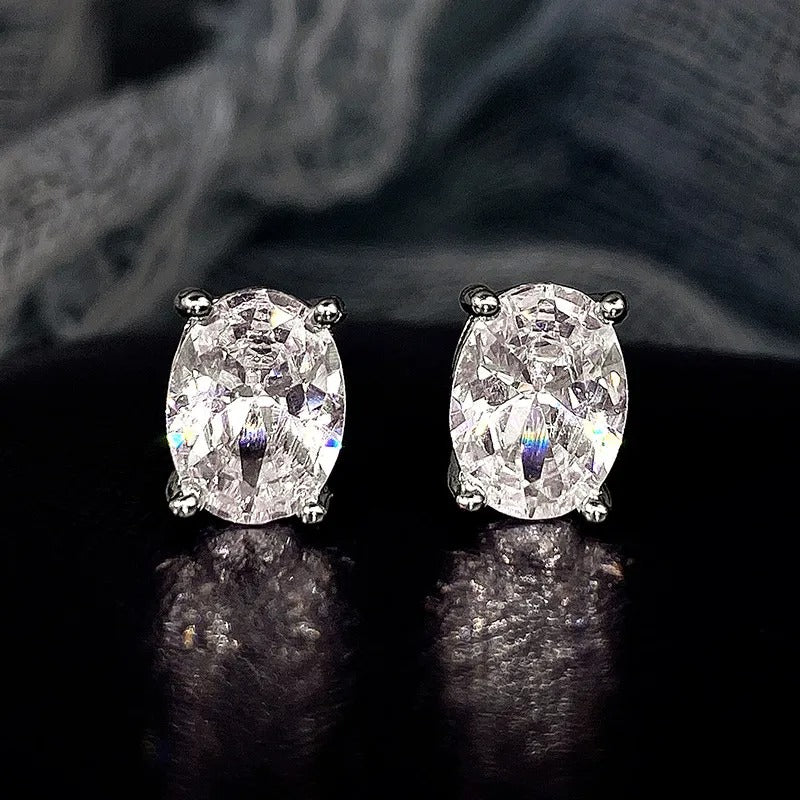 Oval CZ Stud Earrings for Girls & Women Daily Wear Jewelry