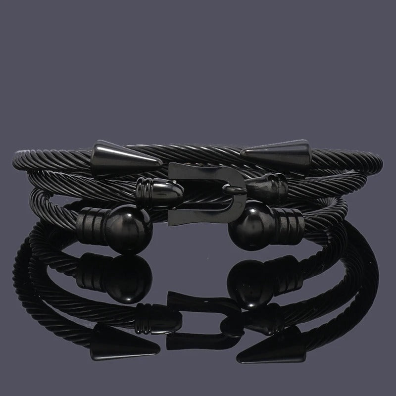 3pcs Luxury Stainless Steel Arrow Cuff Women Bracelet Women Jewelry Sets Couple Gift