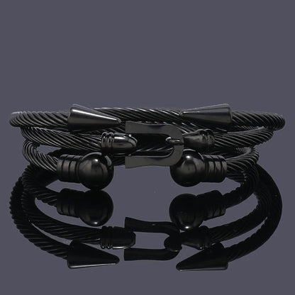3pcs Luxury Stainless Steel Arrow Cuff Women Bracelet Women Jewelry Sets Couple Gift