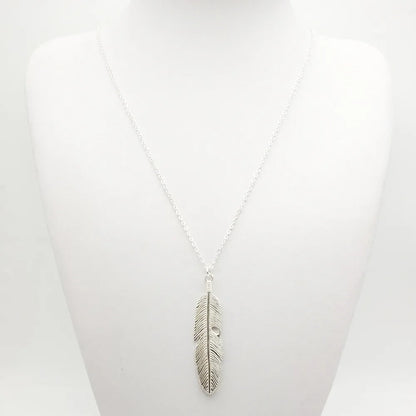 Fashion Simple Gold Color Meter Feather Pendant Necklace for Women Leaf Shaped Female Long Sweater Chain Girls Jewelry Gifts
