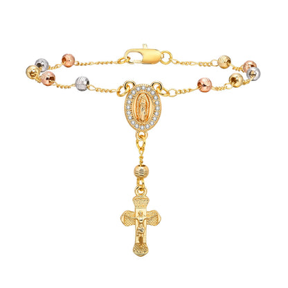 Virgin Mary Rosary Cross Bracelet Adjustable for Women & Girls