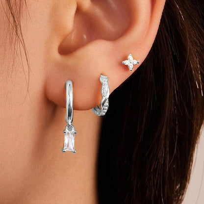 Women’s 3-Piece Twist Huggie Earring Pack Piercing Jewelry