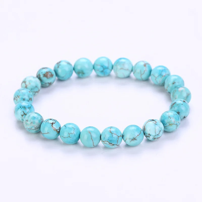 Natural Stone Beads Bracelets Lucky Charm 8mm Black Stone Bracelets for Men Women