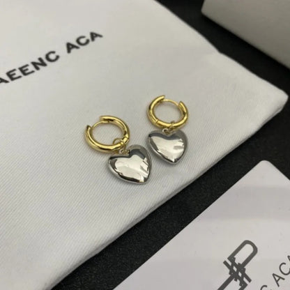 Women Gold Heart Hoop Earrings Lightweight Asymmetric Fashion Jewelry