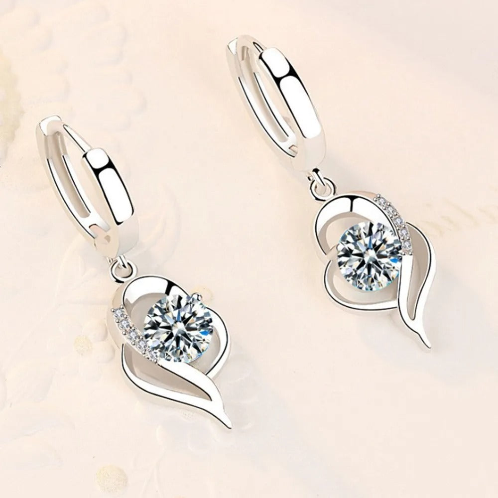 Silver New Woman Fashion Jewelry High Quality Blue Pink White Purple Crystal Zircon Hot Selling Earrings