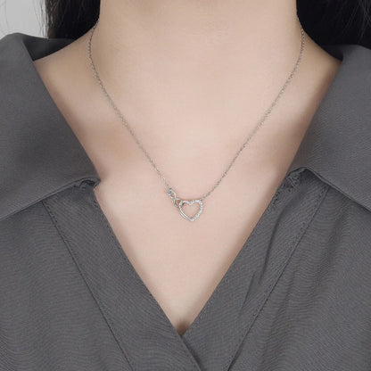 Luxury 925 Silver Heart Interlocking Necklace for Women Jewelry