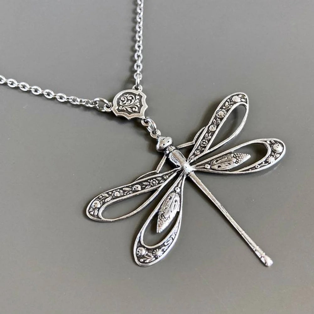 Dragonfly Hollow Pendant Necklace for Women