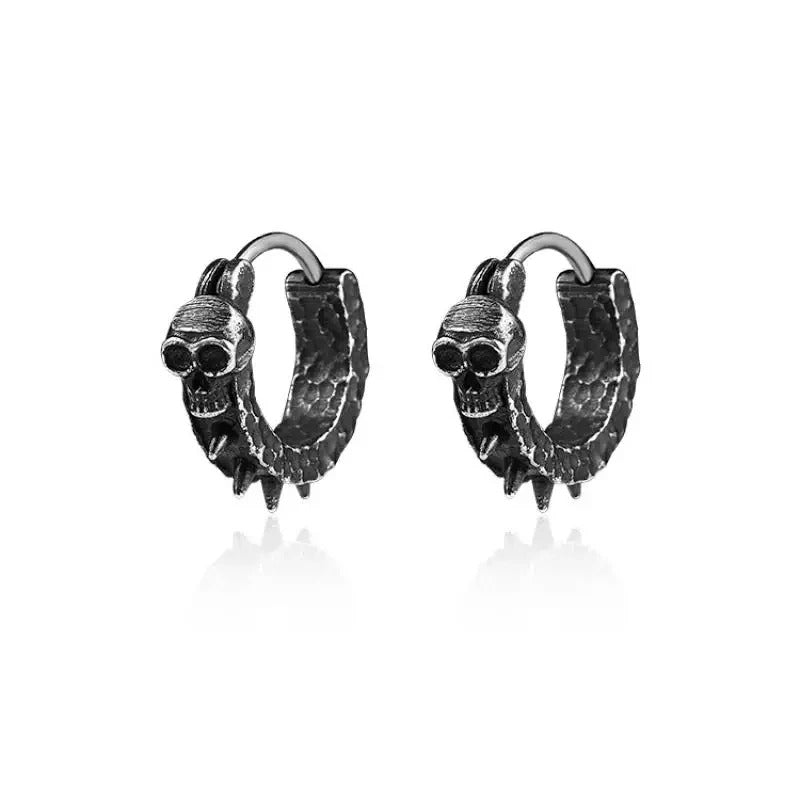 Gothic Black Skull Earrings – Hip Hop Rock Biker Jewelry, Hypoallergenic