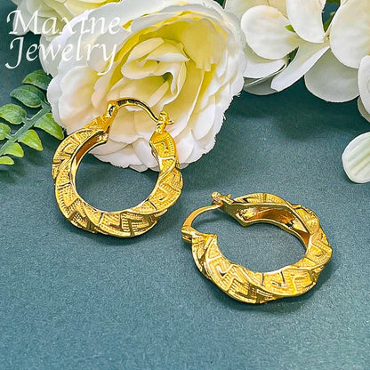 Women’s Trendy Gold Plated Large Circle Earring Set Jewelry