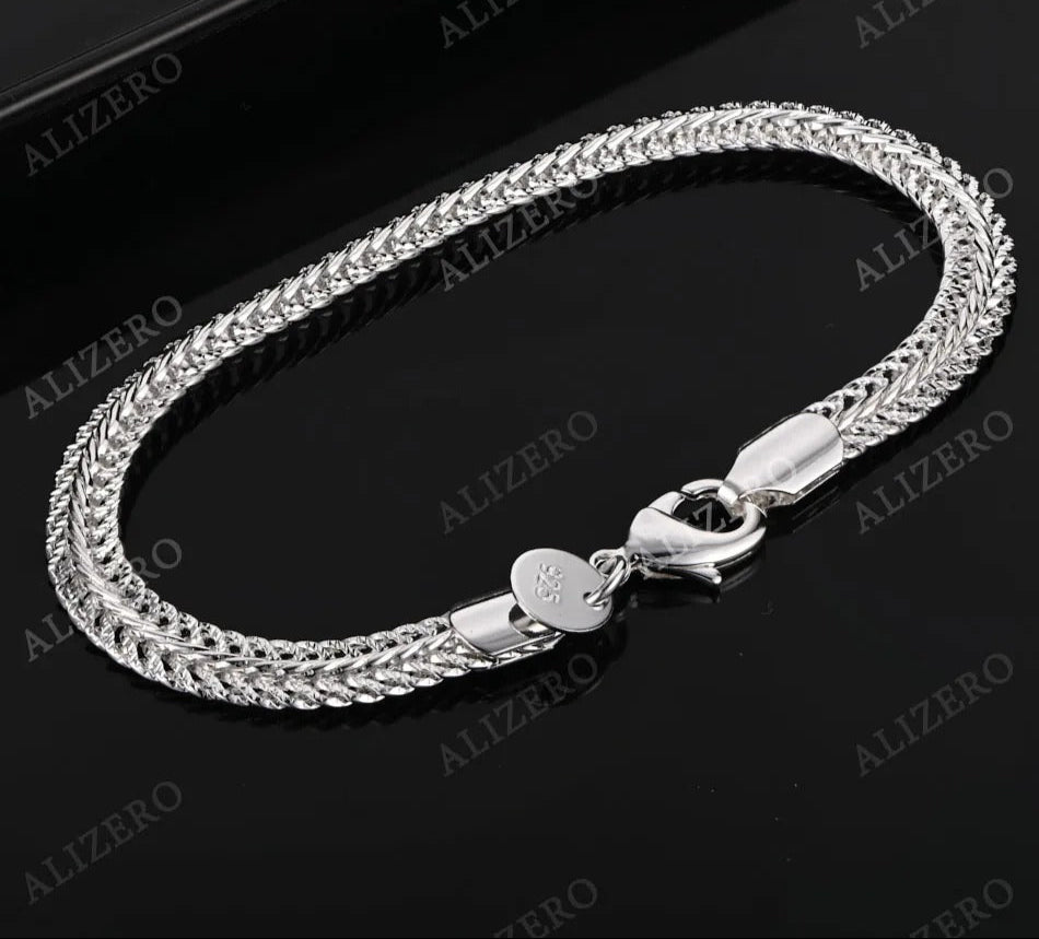 Silver & Gold Sideways Chain Bracelet for Women Wedding Jewelry