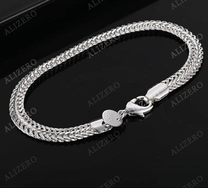 Silver & Gold Sideways Chain Bracelet for Women Wedding Jewelry