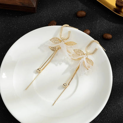 New Acrylic Leaf Long Tassel Earrings Fashion Geometric Jewelry