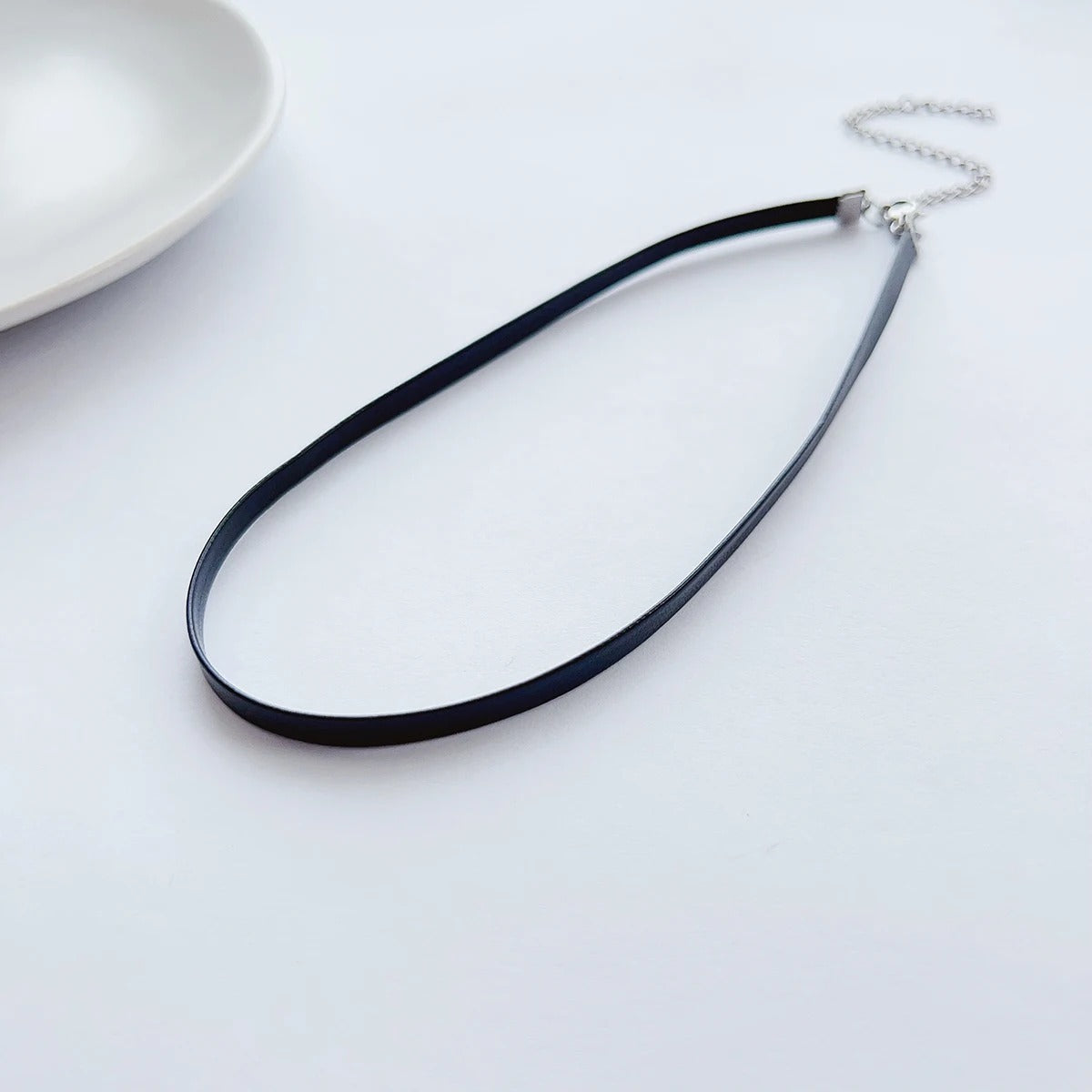 Dark Punk Black PU Choker Necklace Women Collarbone Chain