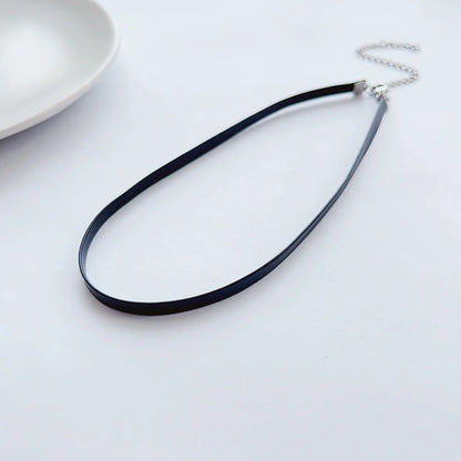 Dark Punk Black PU Choker Necklace Women Collarbone Chain