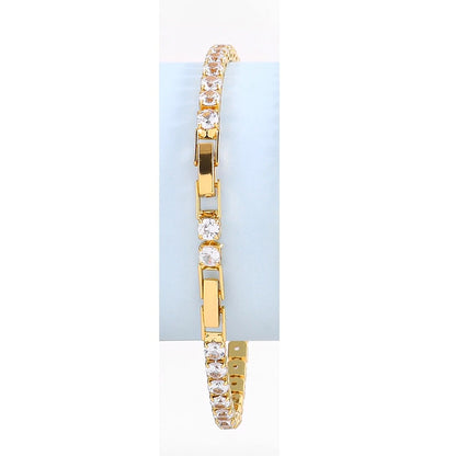 Luxury CZ Tennis Bracelet Round Crystal Stainless Steel Bangle for Women