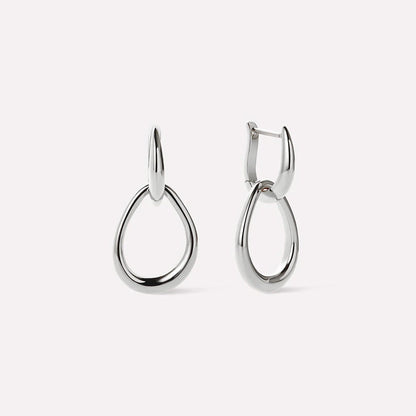 Sterling Silver Gold Irregular Water Drop Hoop Earrings Women Jewelry