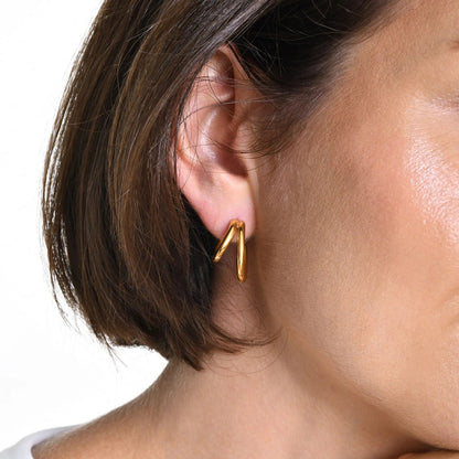 Chic Minimalist Smooth Hoop Earrings for Women Lady,Gold Color Fashion Tube Round Ear Gifts Stud Earring Stainless Steel Jewelry