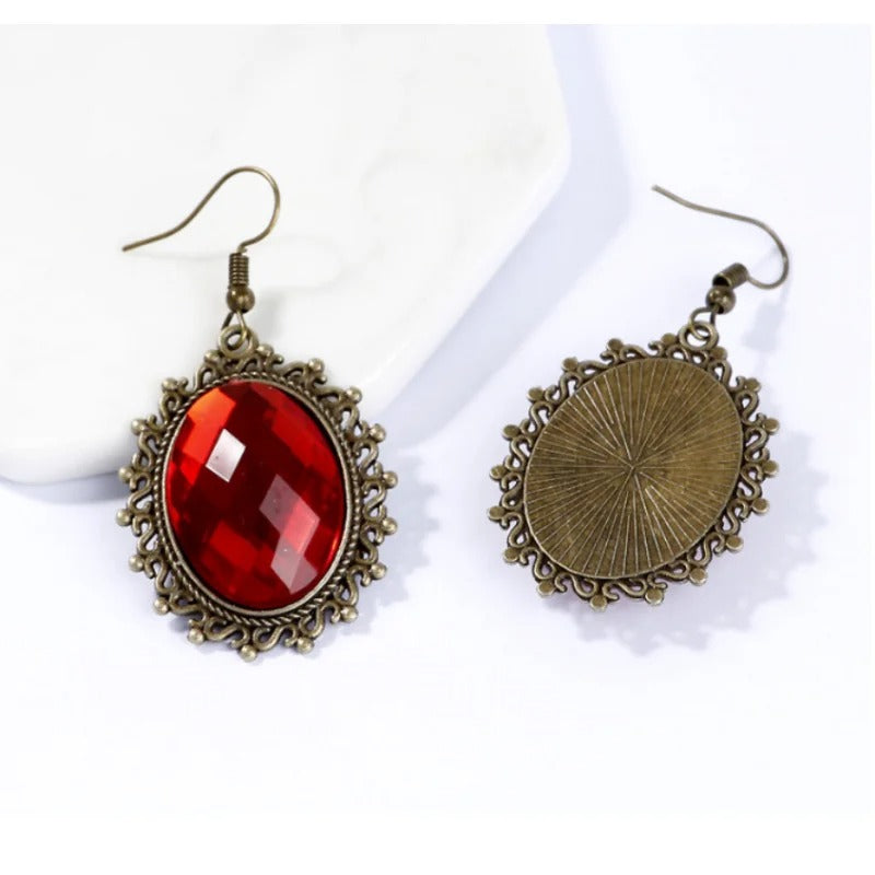 Vintage Big Gemstone Dangle Earrings for Women Punk Luxury Jewelry Gift
