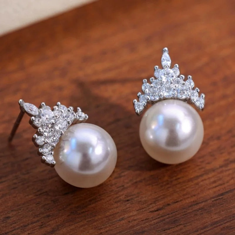 New 925 Sterling Silver Pearl Zircon Earrings for Women