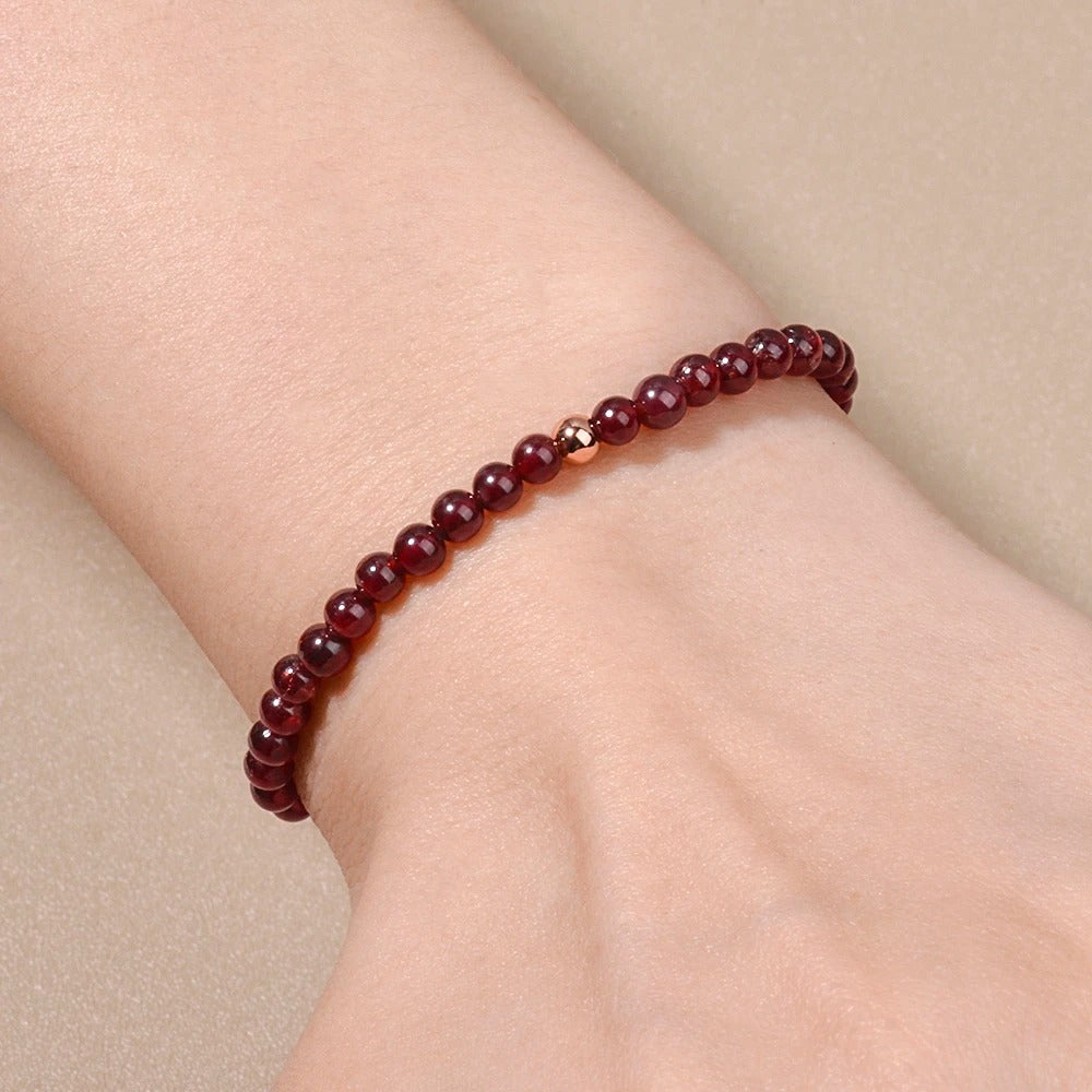 1pc 4mm Fashion Natural Garnet Bracelet beaded jewelry elastic bracelet gift suitable for men and women daily