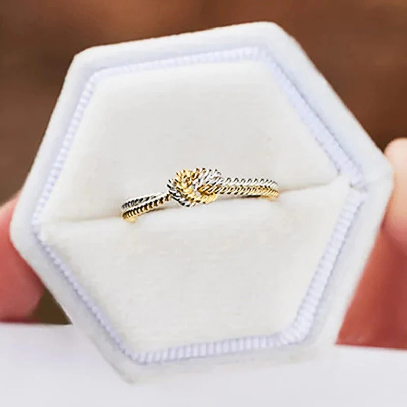 Two-Tone Twisted Knot Rings for Women Fashion Daily Jewelry