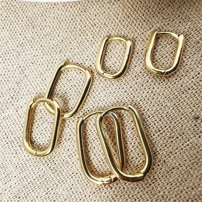 Gold Square Hoop Earrings Stainless Steel Unisex Punk Jewelry Set