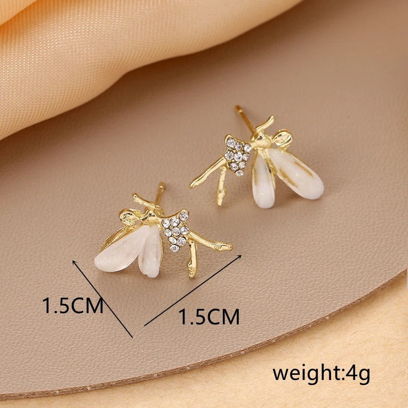 Trend Crystal Elf Flower Fairy Stud Earrings for Women Korean Exquisite Ear Jewelry Accessory for Girl Gift