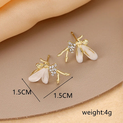 Trend Crystal Elf Flower Fairy Stud Earrings for Women Korean Exquisite Ear Jewelry Accessory for Girl Gift