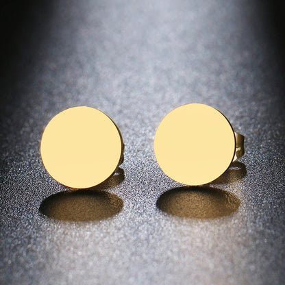 Minimalist Round Stud Earrings Classic Stainless Steel Women