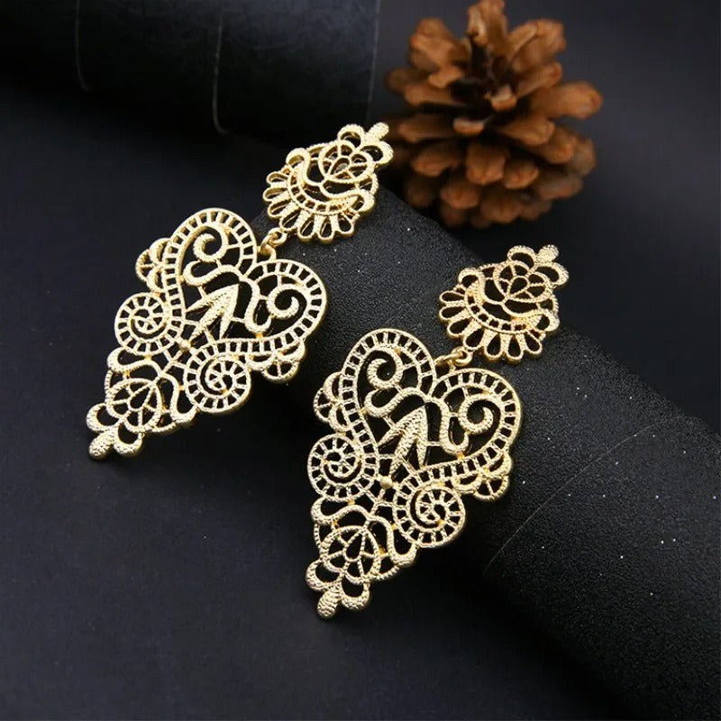 Exaggerated Boho Leaf Flower Earrings Women’s Statement Jewelry Gift