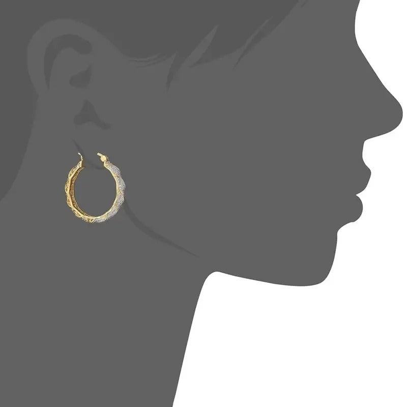 Gold Twisted Hoop Earrings for Women Wedding Engagement Gift