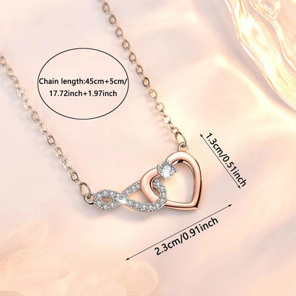 Elegant Infinity Heart Necklace – Romantic Jewelry Gift for Girlfriend with Card & Gift Box
